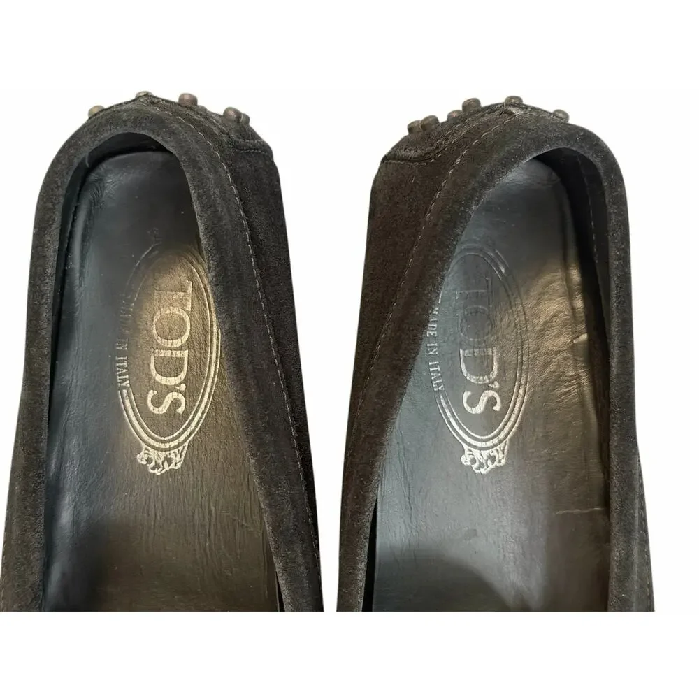 Tod's Women's Balck  Suede Rhinestone Driving Shoes sz 40/ 9 - Picture 6 of 9
